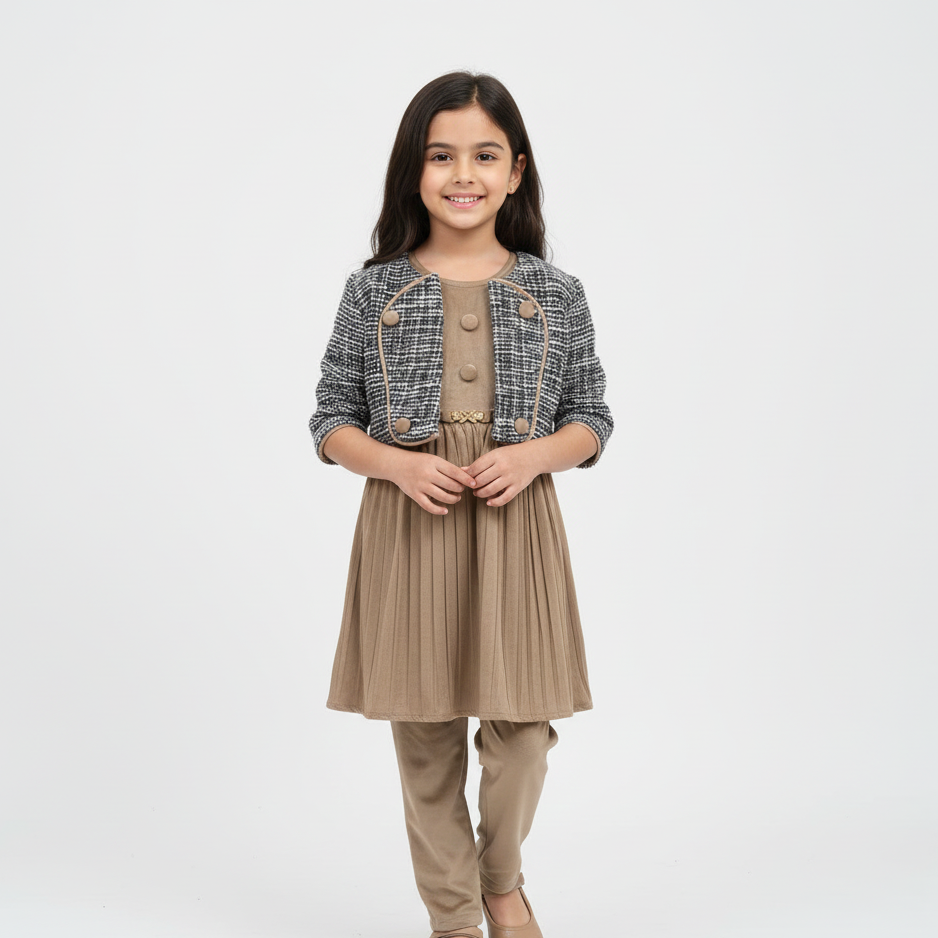 IVORY GIRLS FROCK & LEGGINGS SET