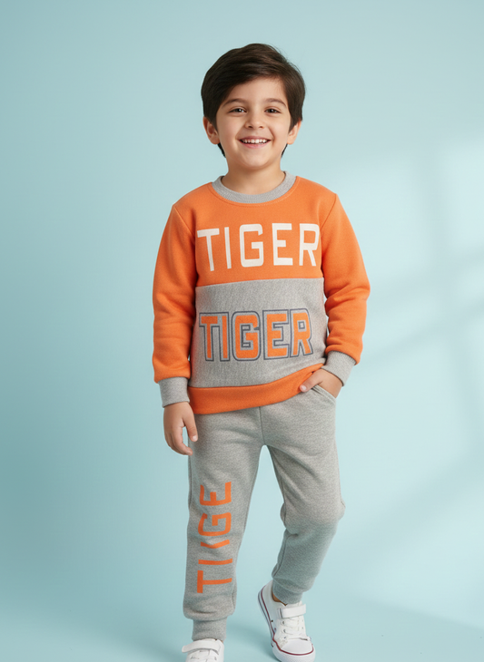 KIDS TIGER FLEECE INNER TRACKSUIT SET