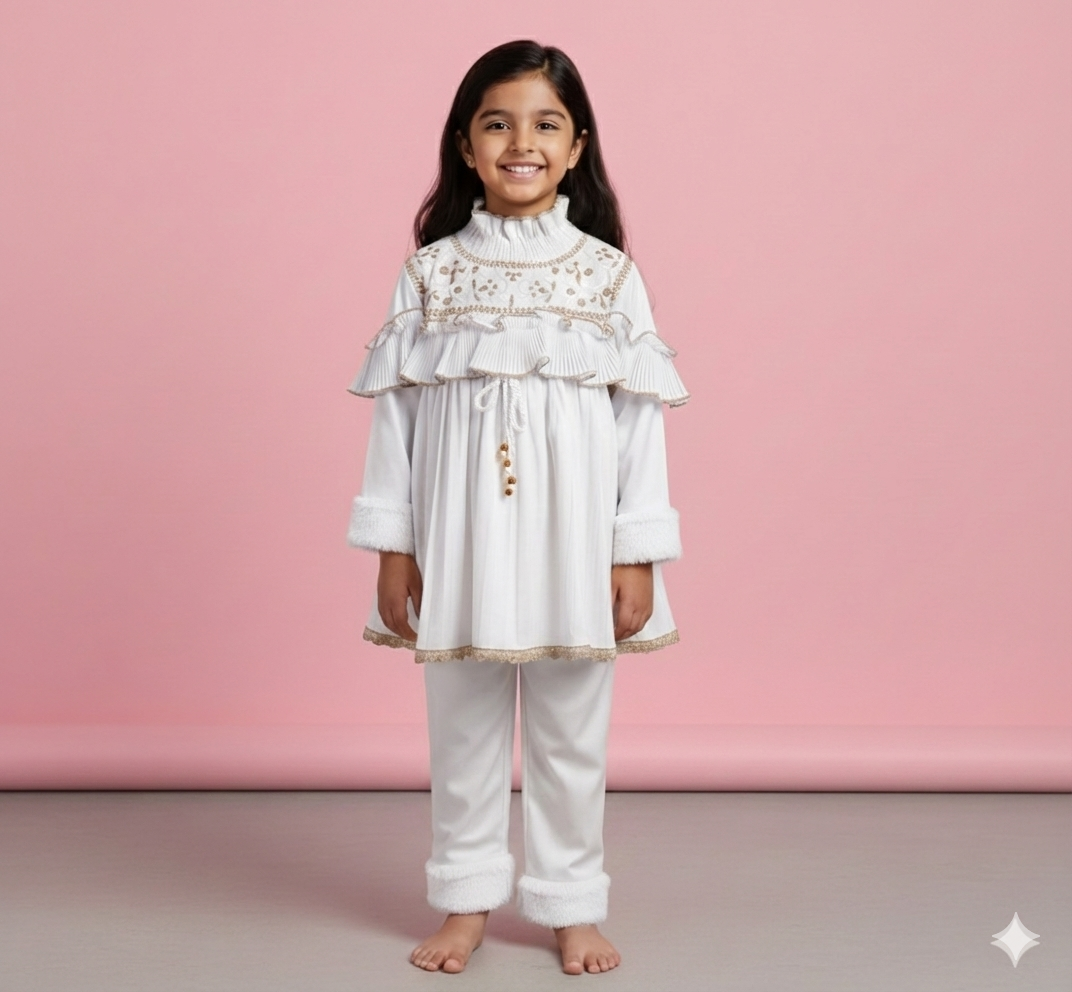 BUTTERCUP EMBROIDERED CAPE DRESS SET