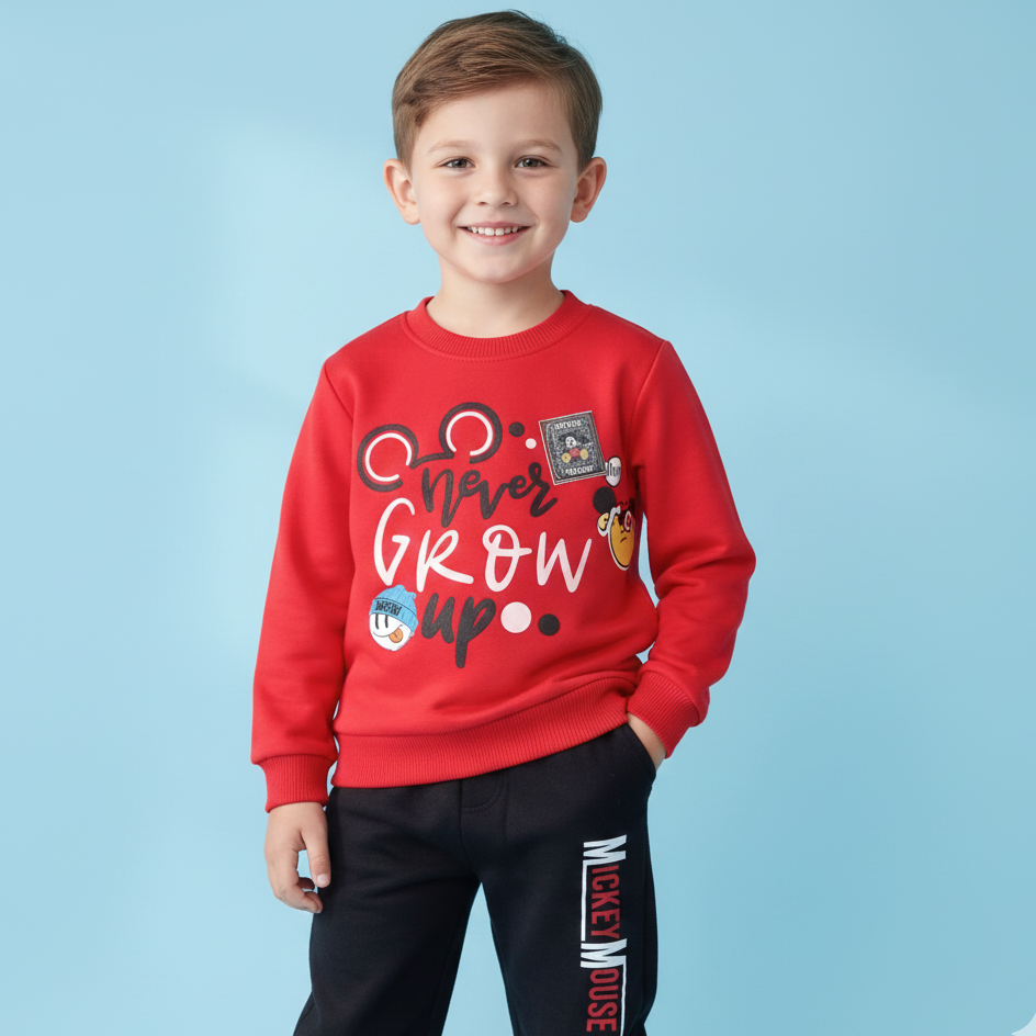 BOYS MICKEY MOUSE RED & BLACK TRACKSUIT SET